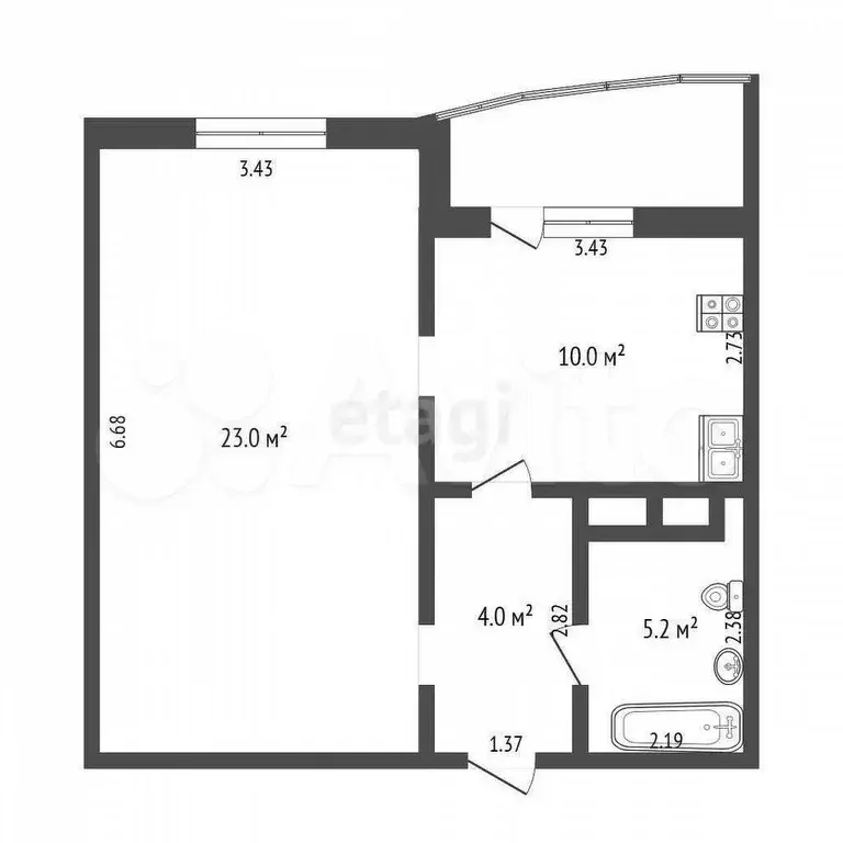 1-к. квартира, 41 м, 2/15 эт. - Фото 0
