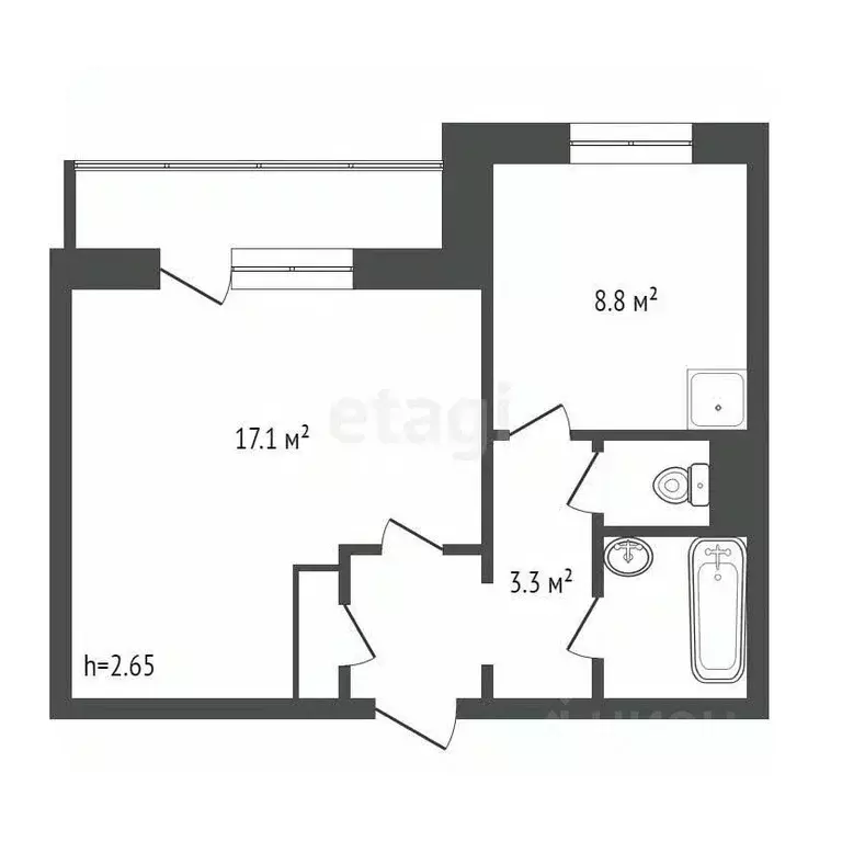 1-к кв. Красноярский край, Красноярск ул. Весны, 9 (34.7 м) - Фото 2