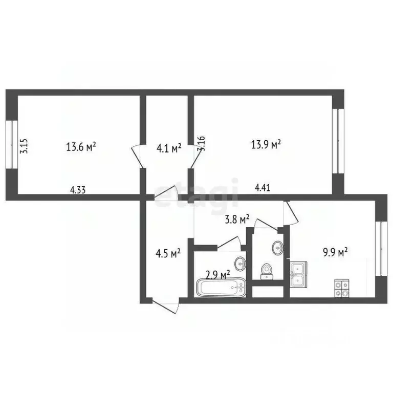 2-к кв. Московская область, Химки Совхозная ул., 18к2 (54.0 м) - Фото 2