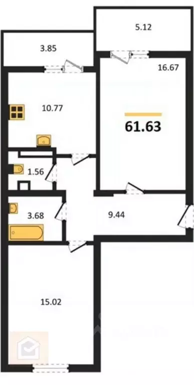 2-к кв. Крым, Евпатория ул. Чапаева, 28 (61.63 м) - Фото 2