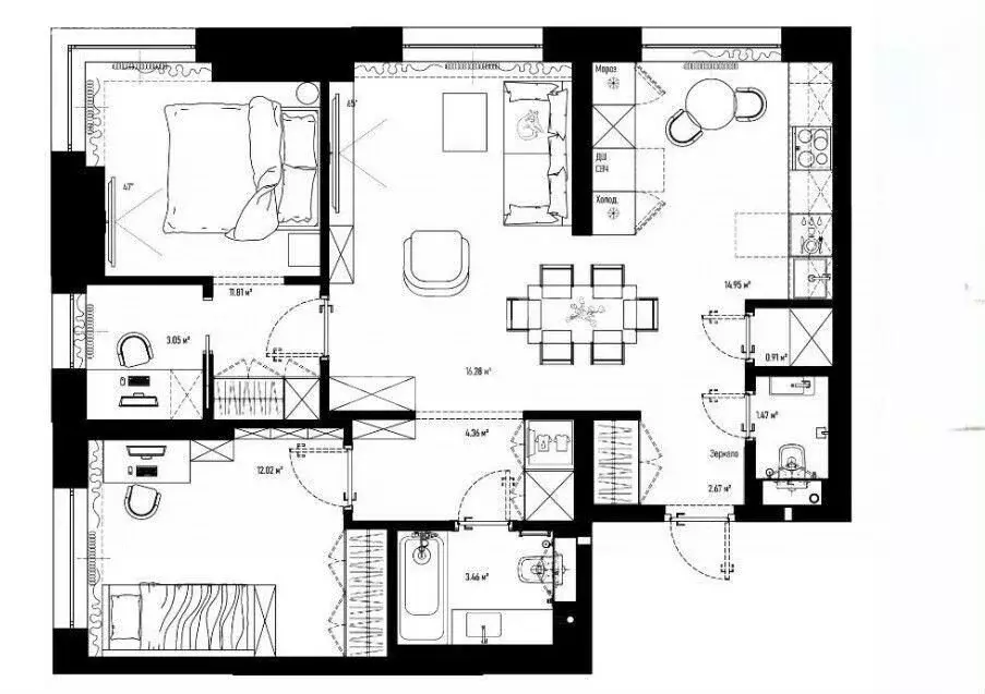 3-комнатная квартира: Москва, Волоколамское шоссе, 71/13к1 (74 м) - Фото 2