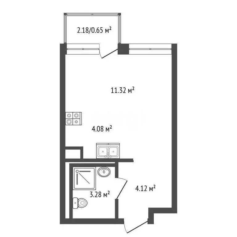 Квартира-студия: Тюмень, улица Юрия Рогачева, 11к2 (22 м) - Фото 1