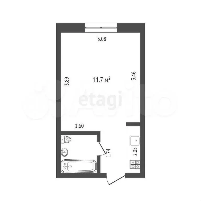 1-к. квартира, 17 м, 4/9 эт. - Фото 0