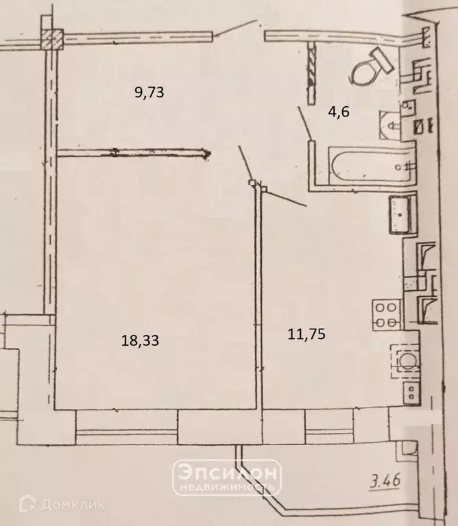 Продаётся 1-к квартира, 44.2 м - Фото 1