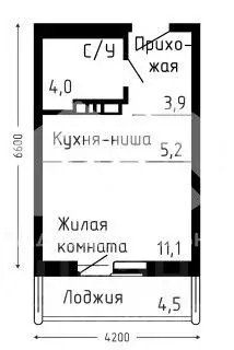 Студия Новосибирская область, Новосибирск Бронная ул., 22 (24.1 м) - Фото 2