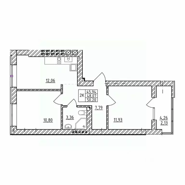 2-к кв. Калининградская область, Зеленоградск  (50.2 м) - Фото 1