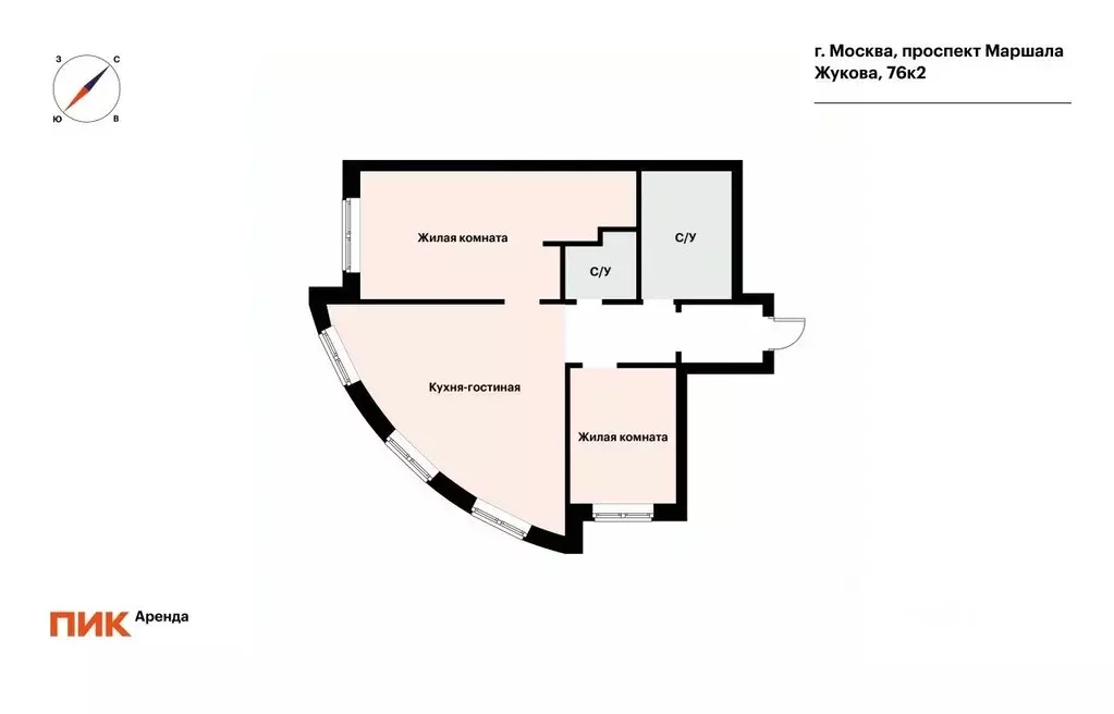 3-к кв. москва просп. маршала жукова, 76к2 (91.5 м) - Фото 1