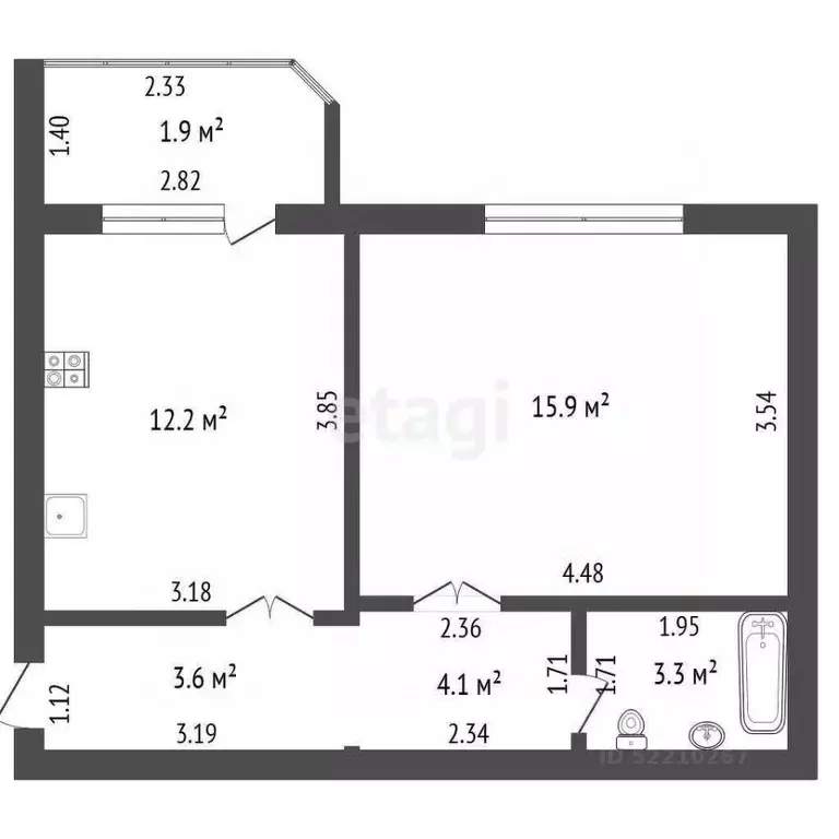 1-к кв. Татарстан, Нурлат ул. Куйбышева, 41 (39.1 м) - Фото 1