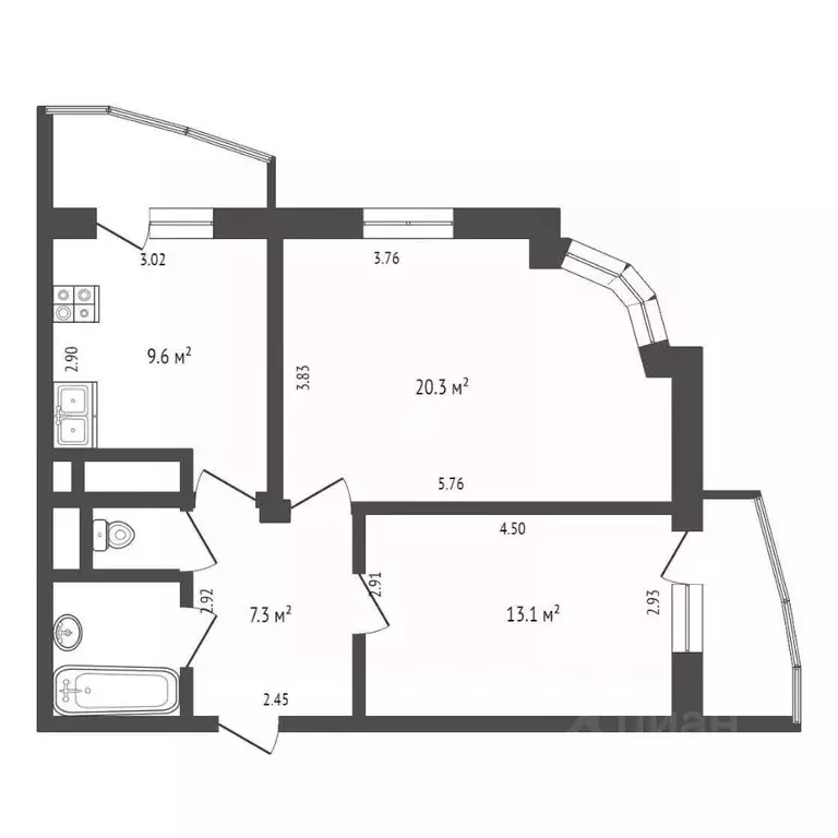 2-к кв. Москва Дегунинская ул., 23к1 (55.1 м) - Фото 0