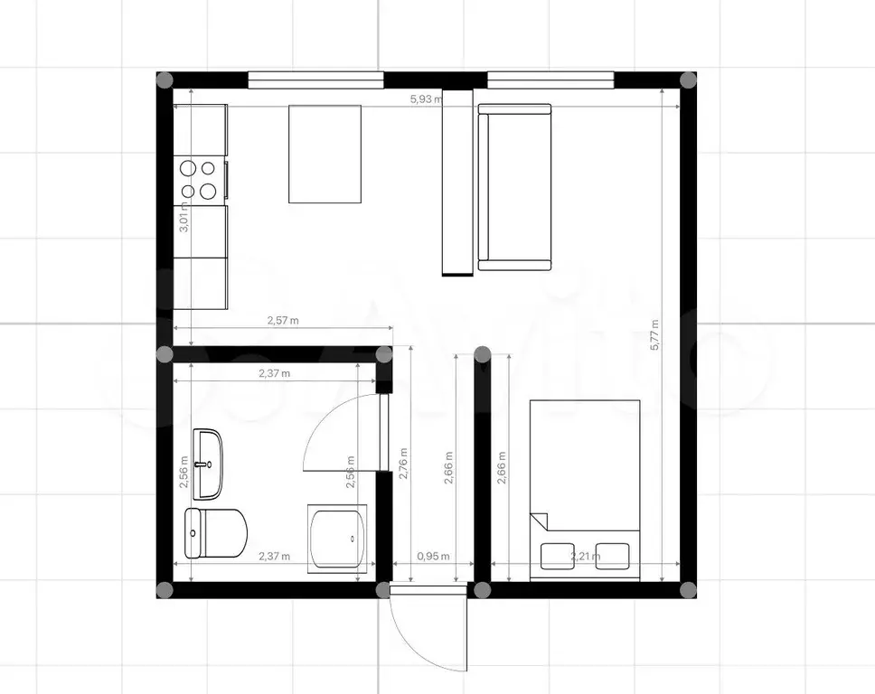 Квартира-студия, 35 м, 2/7 эт. - Фото 0