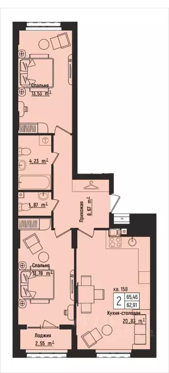 2-к кв. Нижегородская область, Нижний Новгород Литературная ул., 5 ... - Фото 1