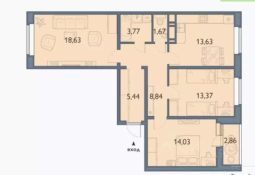 3-к кв. Брянская область, Брянск просп. Станке Димитрова, 67к7 (78.8 ... - Фото 1