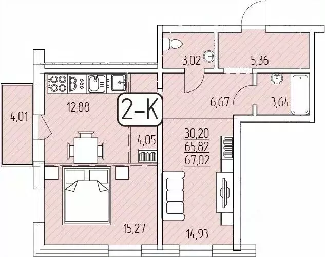 2-к кв. Бурятия, Улан-Удэ 105-й мкр,  (67.02 м) - Фото 1