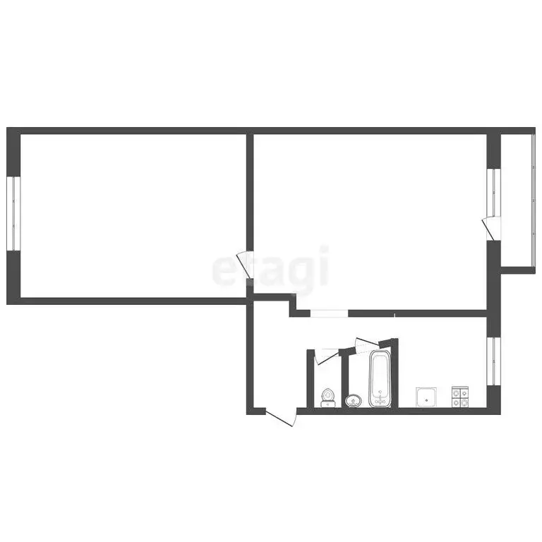 2-комнатная квартира: Тюмень, улица Луначарского, 51 (43.5 м) - Фото 1