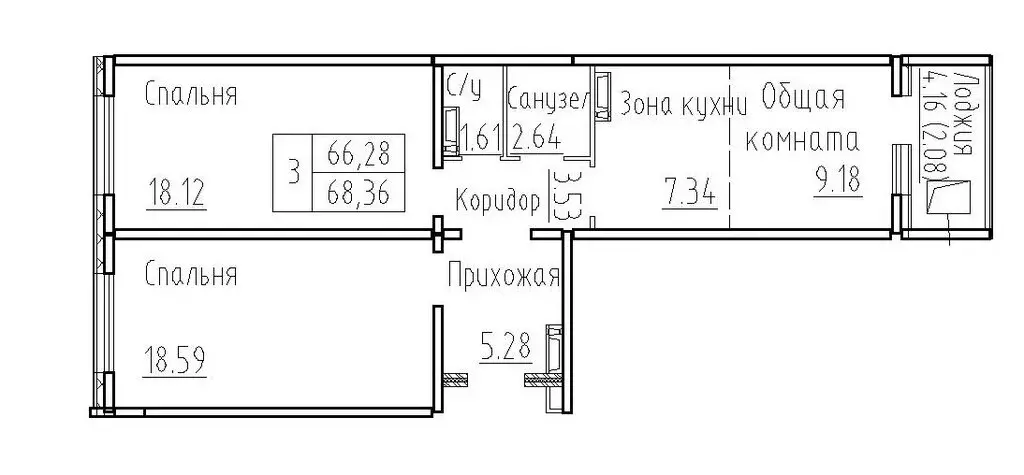 2-комнатная квартира: посёлок Элитный, Венская улица, 12 (66.28 м) - Фото 0