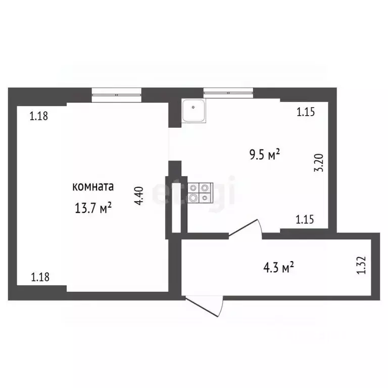 1-к кв. Калининградская область, Гурьевск Заречная ул., 11 (27.5 м) - Фото 2