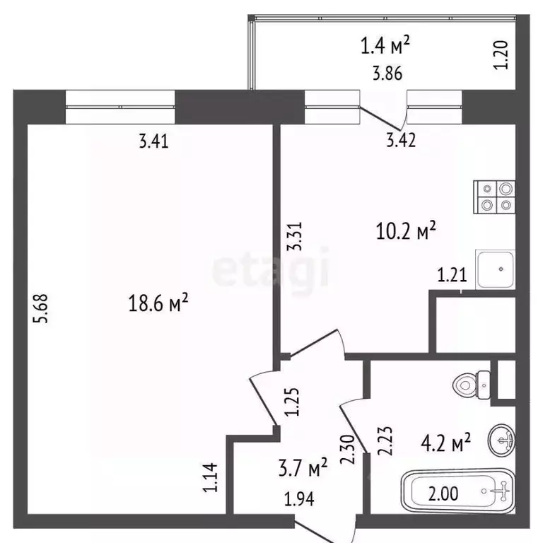 1-к кв. Московская область, Одинцово Можайское ш., 100А (36.7 м) - Фото 1