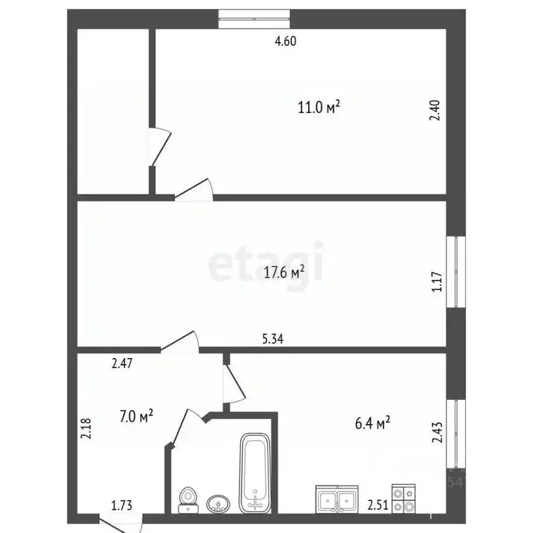 2-к кв. Крым, Симферополь ул. Киевская (43.8 м) - Фото 2