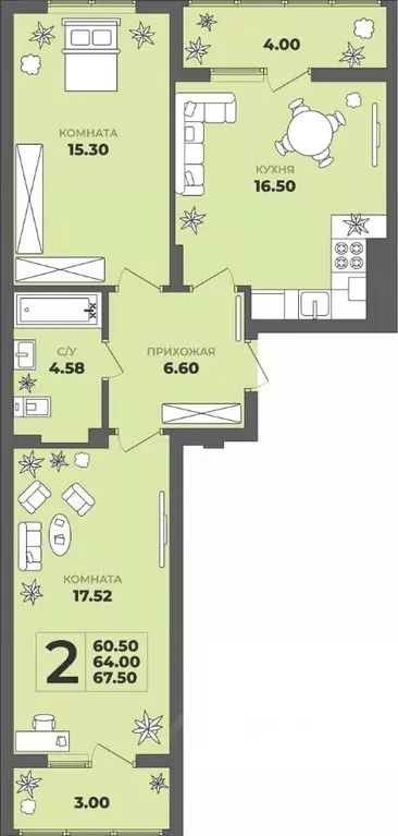 2-к кв. Калининградская область, Калининград ул. Генерала Толстикова, ... - Фото 1