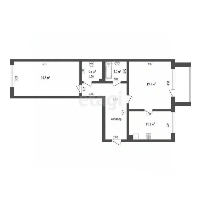 2-к кв. Тюменская область, Тюмень ул. Червишевский Тракт, 64к2 (68.5 ... - Фото 1