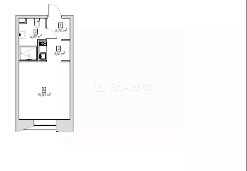 Студия Москва Автомобильный проезд, 4 (27.8 м) - Фото 1