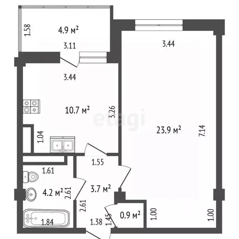 1-к кв. Ростовская область, Батайск ул. Шмидта, 5А (43.4 м) - Фото 1
