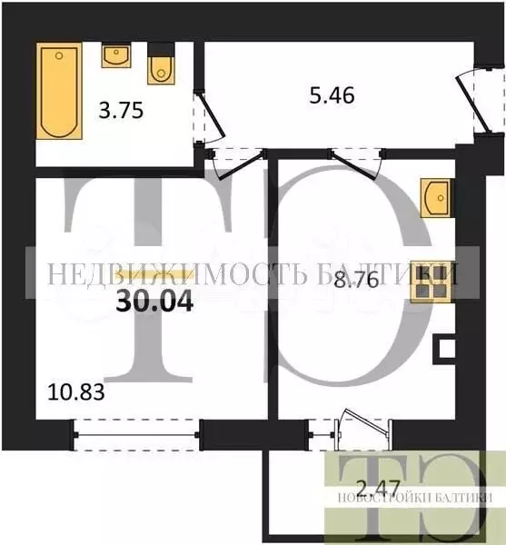 1-к. квартира, 30 м, 7/9 эт. - Фото 0