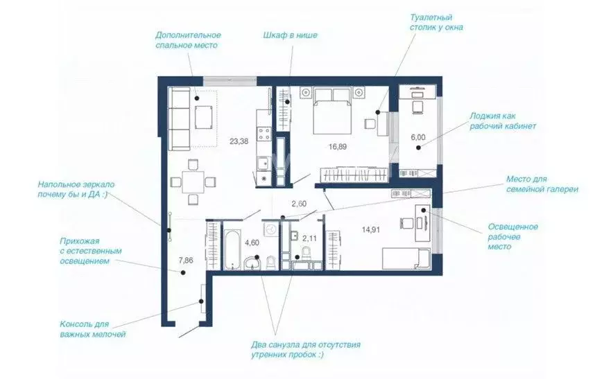 2-к кв. Липецкая область, Липецк Елецкое ш., 9 (78.35 м) - Фото 2