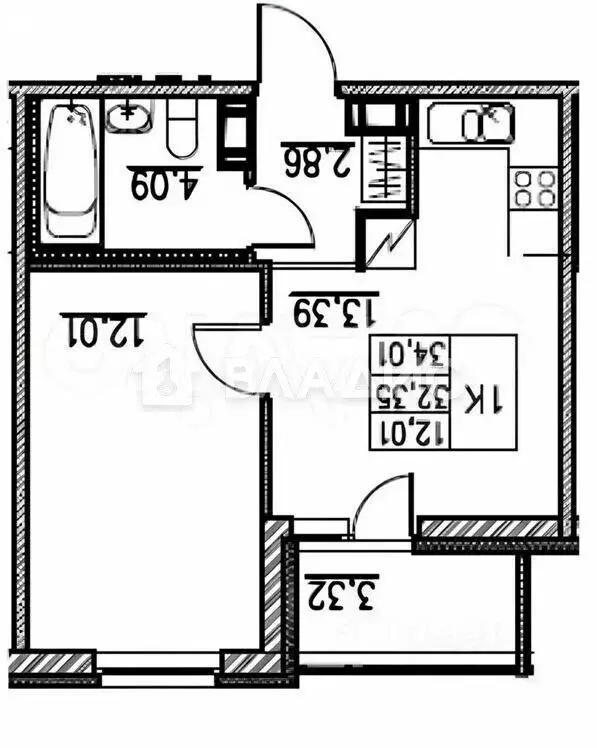 1-комнатная квартира: Кудрово, проспект Строителей, 1к2 (34 м) - Фото 1