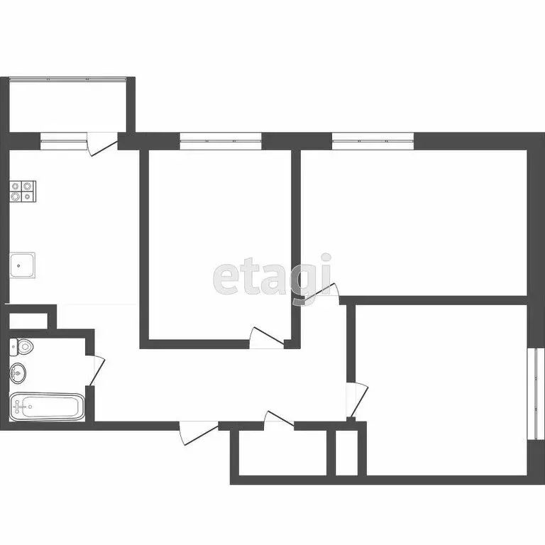 3-комнатная квартира: Тюмень, Тальниковая улица, 1 (72 м) - Фото 1