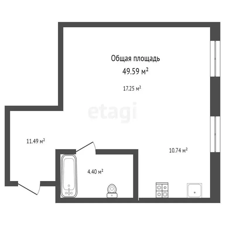 1-комнатная квартира: Барнаул, проспект Строителей, 18к1 (49.59 м) - Фото 0