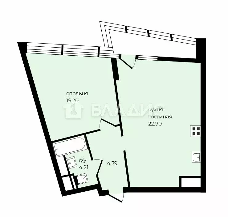 Квартира-студия: Москва, 5-я Мякининская улица, 20 (47.1 м) - Фото 1