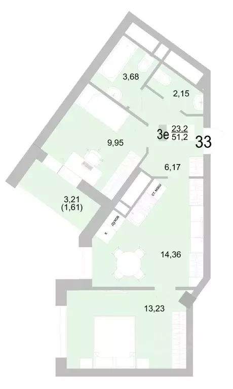 2-к кв. Свердловская область, Екатеринбург ул. Черкасская, 5к1 (52.76 ... - Фото 1