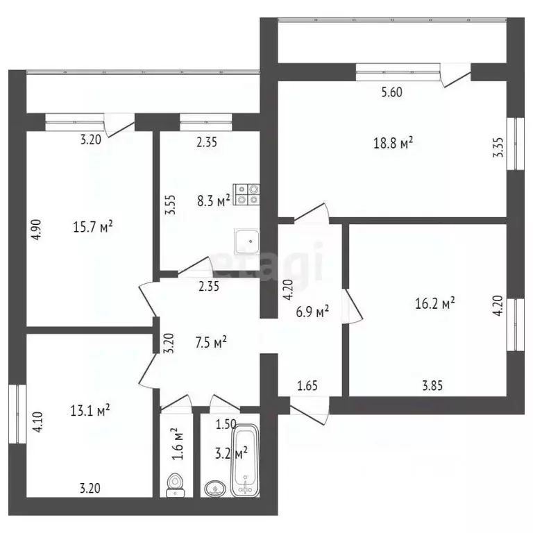4-к кв. Мордовия, Рузаевка ул. Горького, 83 (91.3 м) - Фото 1