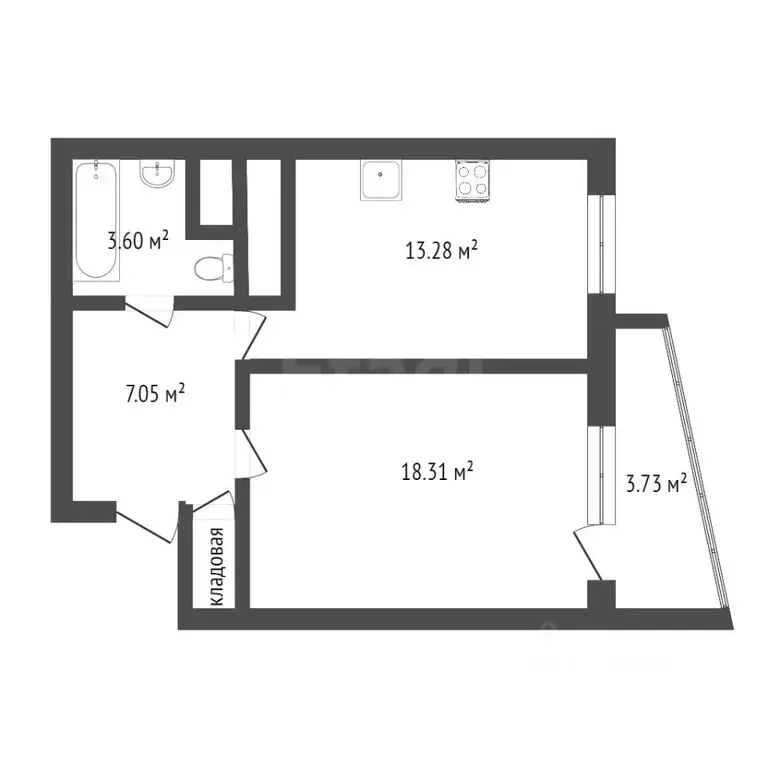 1-к кв. Ханты-Мансийский АО, Сургут ул. Семена Билецкого, 14 (45.4 м) - Фото 1