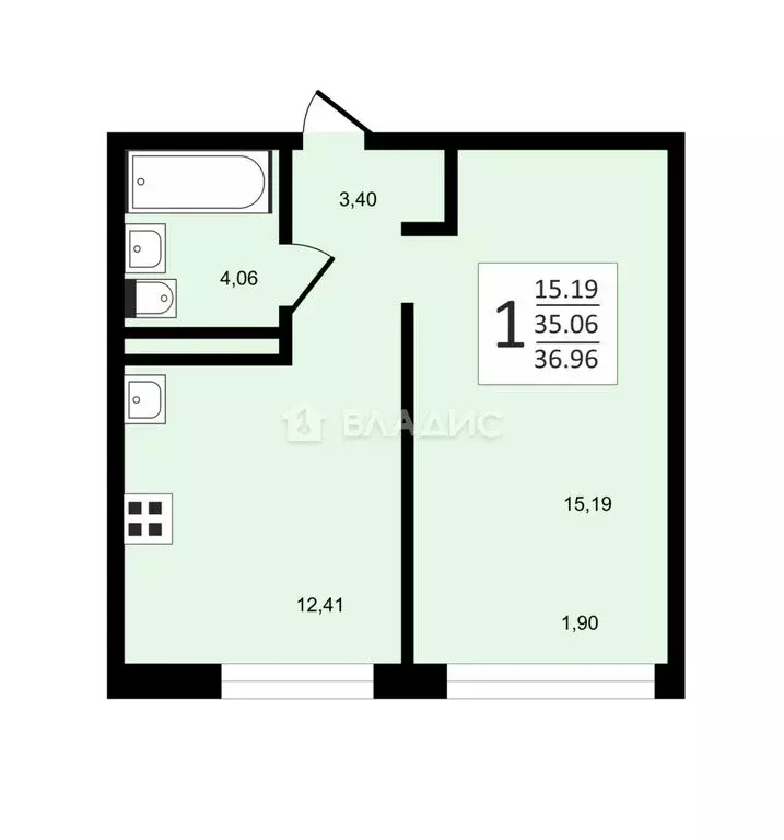 1-комнатная квартира: Краснодар, Обрывная улица, 132 (36.96 м) - Фото 0