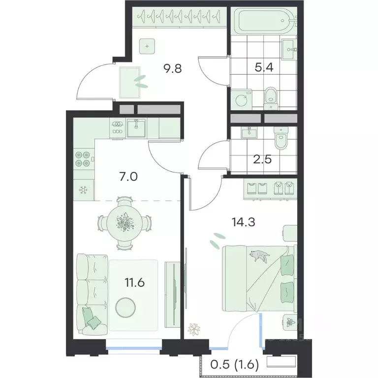 2-к кв. Московская область, Раменское G3 Михалевич жилой комплекс ... - Фото 1