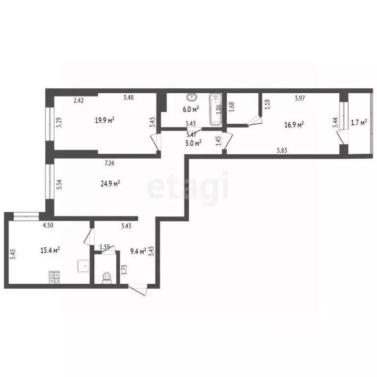 3-к кв. Московская область, Дзержинский Угрешская ул., 32 (101.9 м) - Фото 1