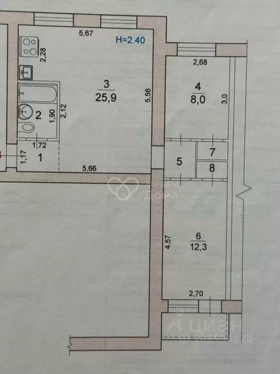 3-к кв. Волгоградская область, Волгоград Профсоюзная ул., 19 (54.6 м) - Фото 2