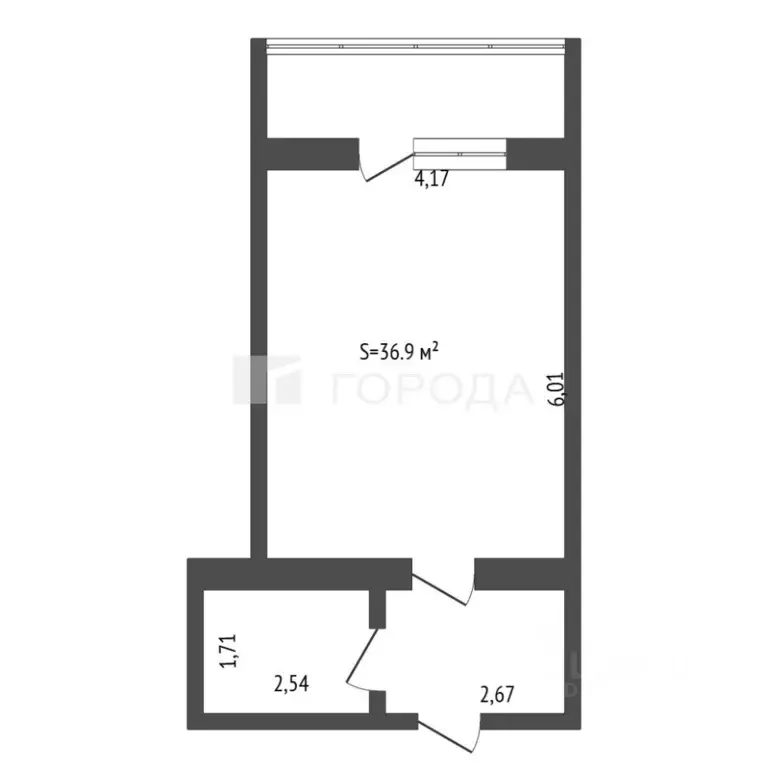 Студия Алтайский край, Барнаул Власихинская ул., 109 (36.9 м) - Фото 2