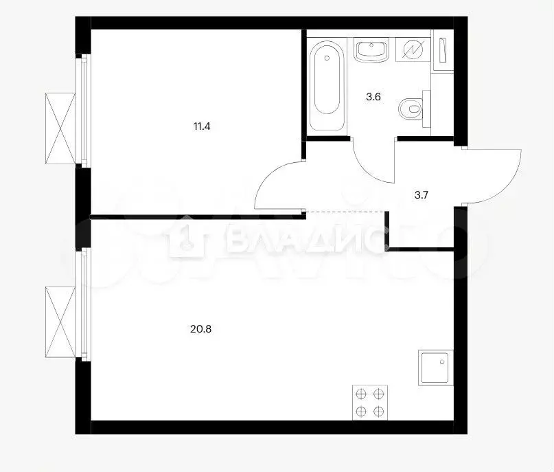 1-к. квартира, 40 м, 27/33 эт. - Фото 1