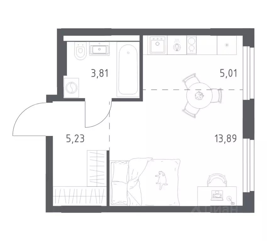 1-к кв. Башкортостан, Уфа ул. Минигали Губайдуллина, 8к9 (27.94 м) - Фото 1