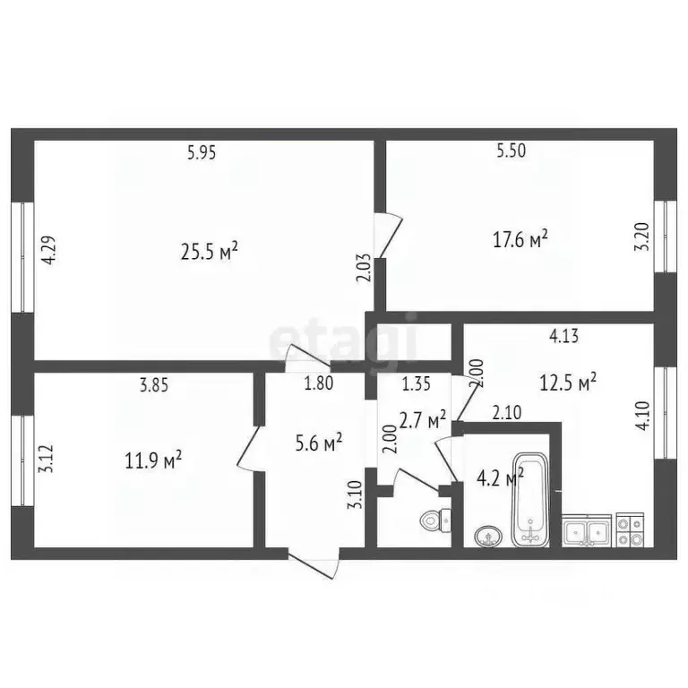 3-к кв. Ростовская область, Ростов-на-Дону Таганрогская ул., 135 (81.2 ... - Фото 1