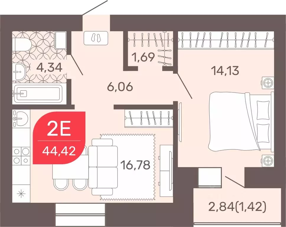 1-к кв. Забайкальский край, Чита Романовский мкр, 32 (44.42 м) - Фото 0