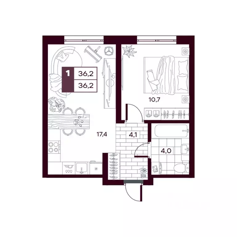 1-к кв. Тюменская область, Тюменский муниципальный округ, д. Дударева ... - Фото 1