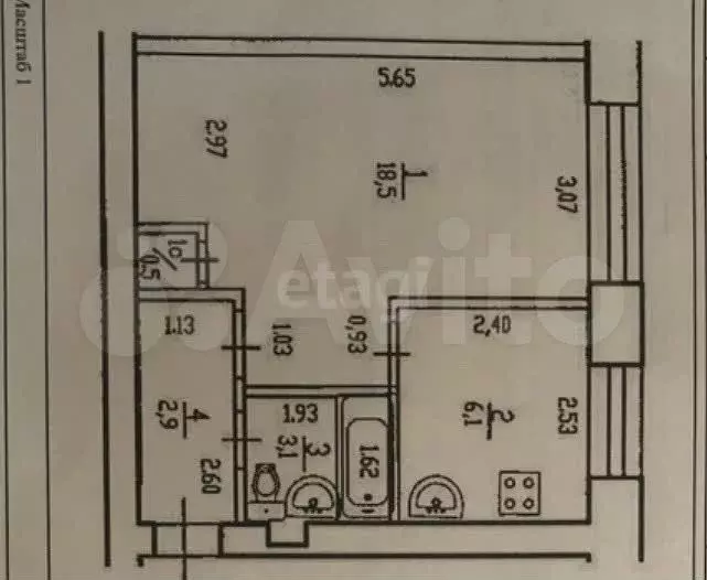 1-к. квартира, 31 м, 4/5 эт. - Фото 0