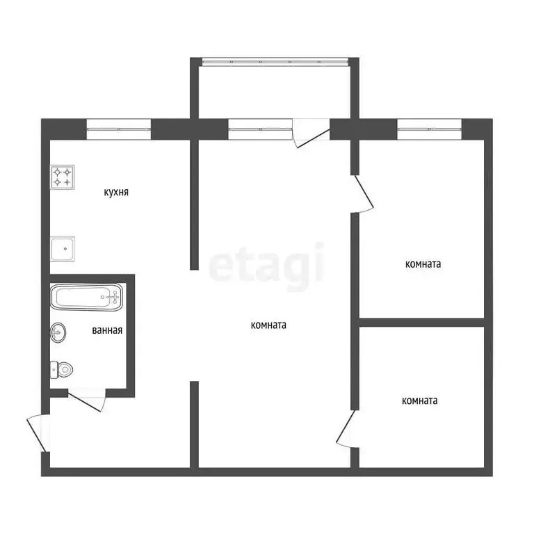 2-комнатная квартира: Курган, Пролетарская улица, 65 (40.9 м) - Фото 0
