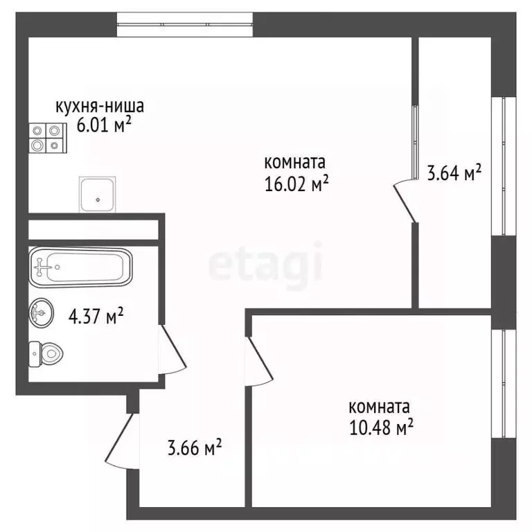 1-к кв. Ямало-Ненецкий АО, Новый Уренгой ул. Первопроходцев, 2 (40.5 ... - Фото 1