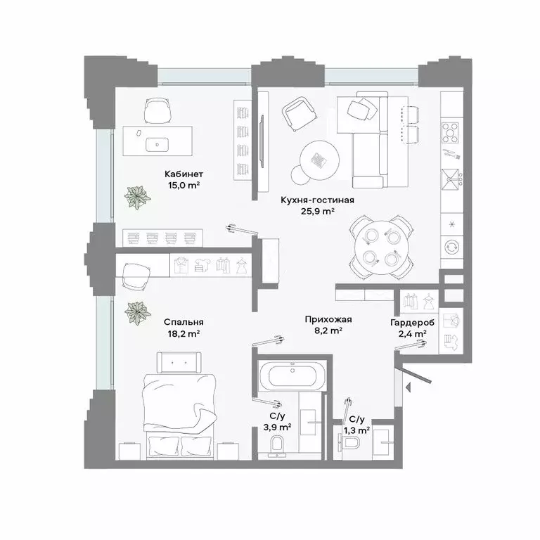 1-комнатная квартира: Москва, Ленинский проспект, 2 (74 м) - Фото 1