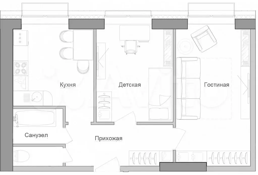 2-к. квартира, 65,8 м, 5/9 эт. - Фото 0